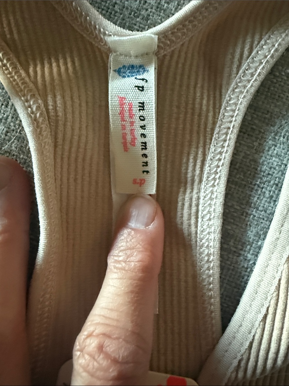Ribbed Racerback Crop Tank - Tan - Picture 3 of 5